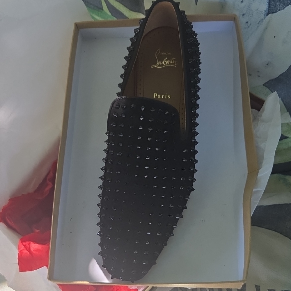 Christian Louboutin Black Studded Loafers
